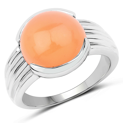 Rings-6.00 Carat Genuine Peach Moonstone .925 Sterling Silver Ring