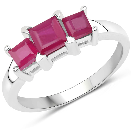 Ruby-1.32 Carat Genuine Glass Filled Ruby .925 Sterling Silver Ring