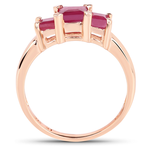 14K Rose Gold Plated 1.32 Carat Glass Filled Ruby .925 Sterling Silver Ring