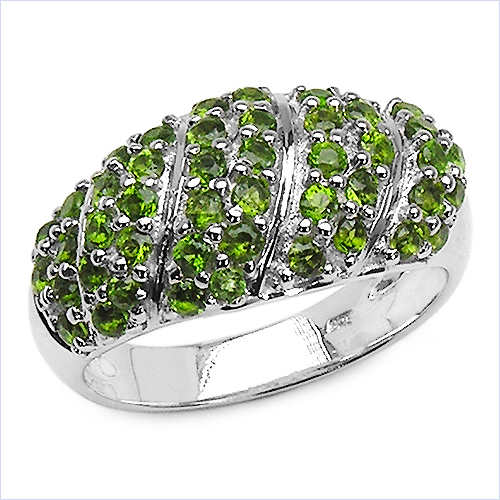 Rings-1.74 Carat Genuine Chrome Diopside .925 Sterling Silver Ring