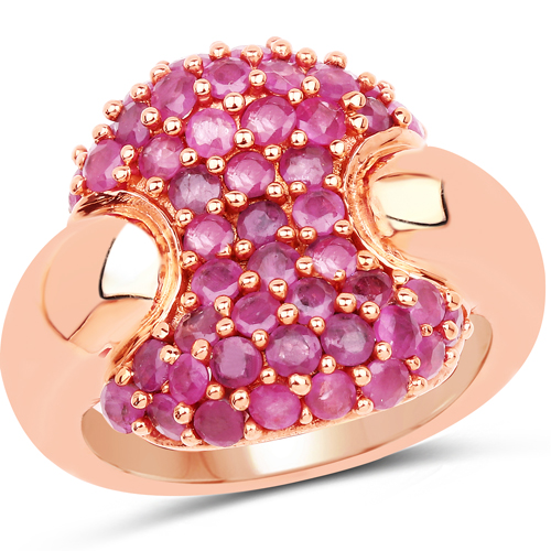 Ruby-14K Rose Gold Plated 2.20 Carat Genuine Ruby Brass Ring