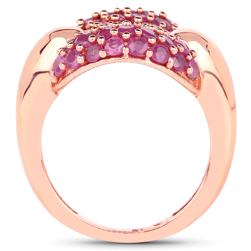 14K Rose Gold Plated 2.20 Carat Genuine Ruby Brass Ring