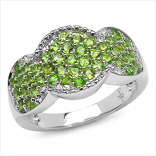 Rings-1.48 Carat Genuine Chrome Diopside .925 Sterling Silver Ring