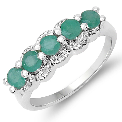 Emerald-0.60 Carat Genuine Emerald .925 Sterling Silver Ring