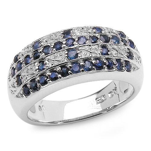 Sapphire-1.02 Carat Genuine Blue Sapphire .925 Sterling Silver Ring