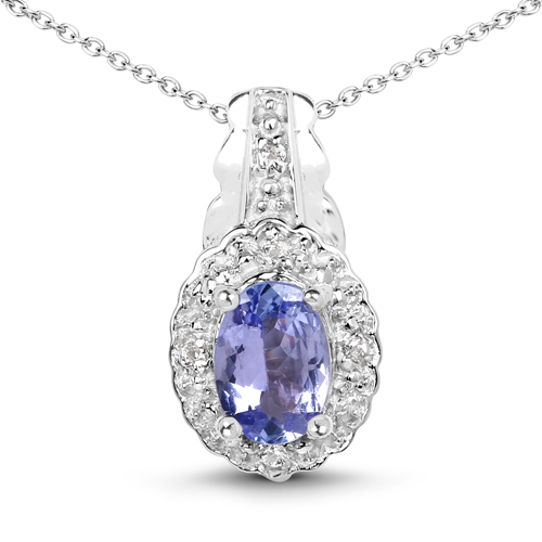 2.46 Carat Genuine Tanzanite and White Topaz .925 Sterling Silver 3 Piece Jewelry Set (Ring, Earrings, and Pendant w/ Chain)
