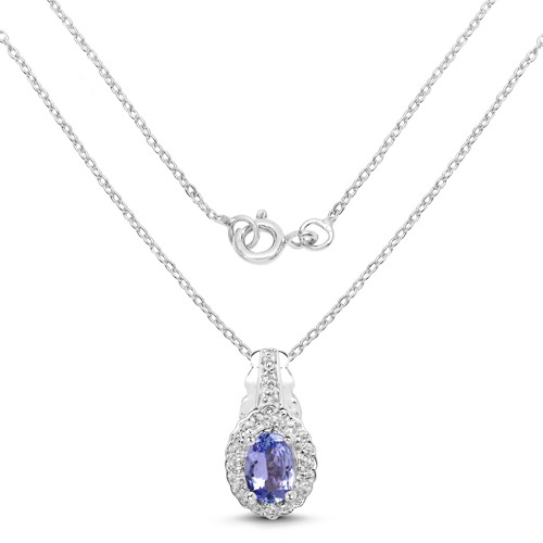 2.46 Carat Genuine Tanzanite and White Topaz .925 Sterling Silver 3 Piece Jewelry Set (Ring, Earrings, and Pendant w/ Chain)