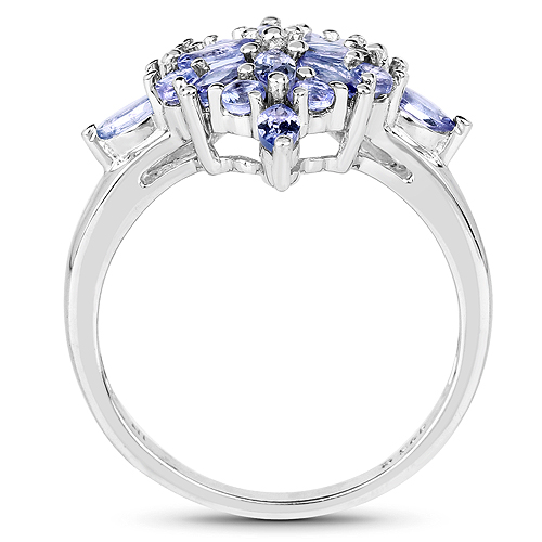 1.24 Carat Genuine Tanzanite .925 Sterling Silver Ring