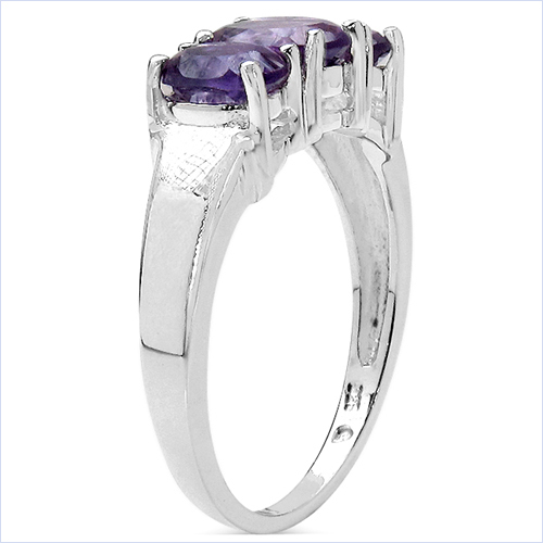 1.66 Carat Genuine Amethyst .925 Sterling Silver Ring