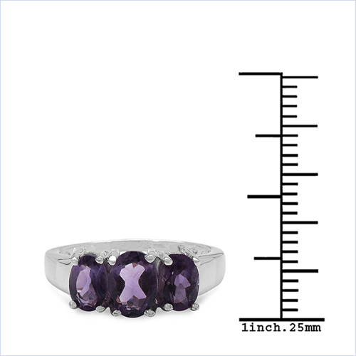 1.66 Carat Genuine Amethyst .925 Sterling Silver Ring