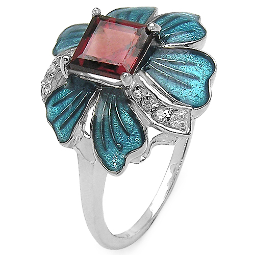 1.33 Carat Genuine Garnet & White Cubic Zirconia .925 Sterling Silver Ring