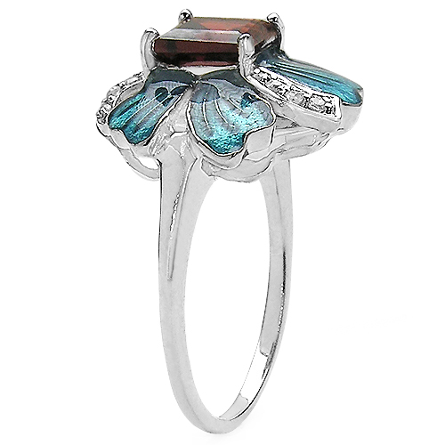 1.33 Carat Genuine Garnet & White Cubic Zirconia .925 Sterling Silver Ring