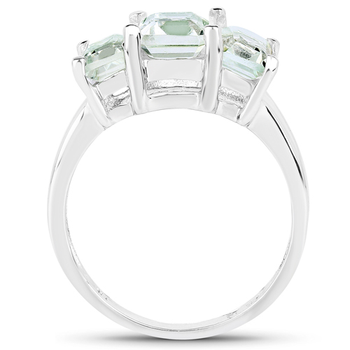 2.21 Carat Genuine Green Amethyst .925 Sterling Silver Ring