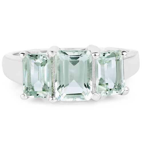 2.21 Carat Genuine Green Amethyst .925 Sterling Silver Ring