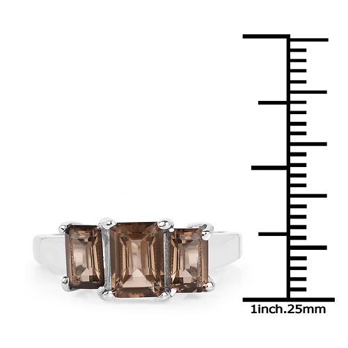 1.97 Carat Genuine Smoky Quartz .925 Sterling Silver Ring