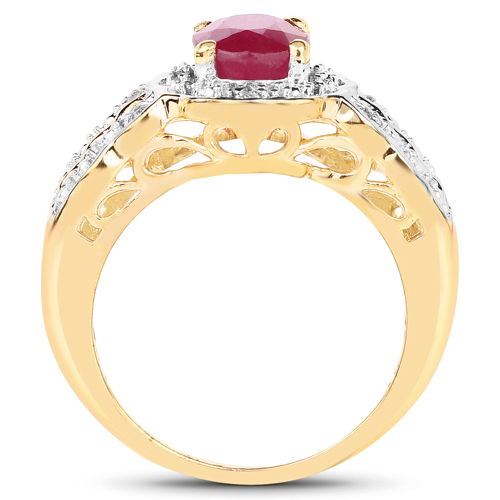 1.66 Carat Glass Filled Ruby and White Topaz .925 Sterling Silver Ring