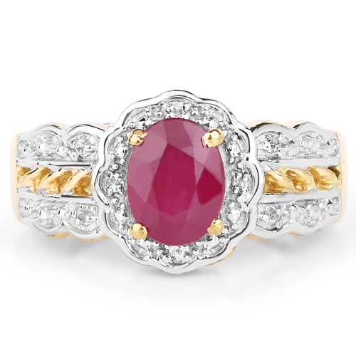 1.66 Carat Glass Filled Ruby and White Topaz .925 Sterling Silver Ring