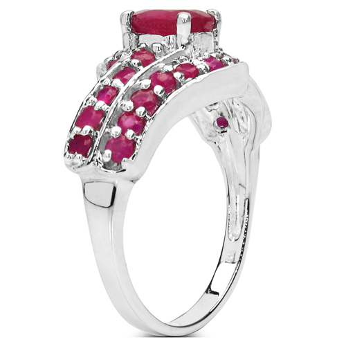 1.82 Carat Genuine Glass Filled Ruby & Ruby .925 Sterling Silver Ring