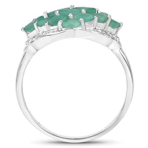 1.14 Carat Genuine Emerald and White Topaz .925 Sterling Silver Ring