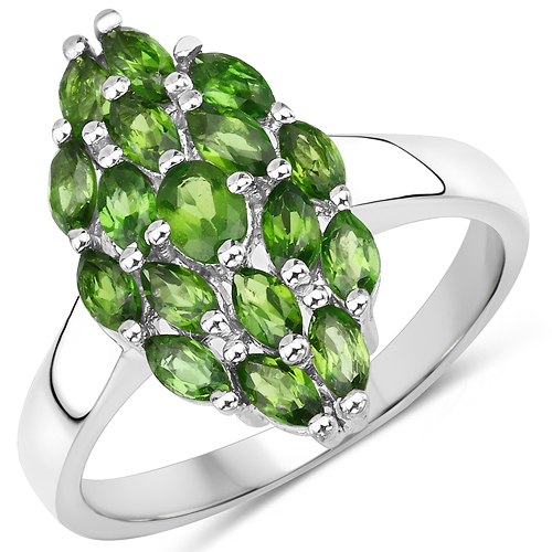 Rings-1.28 Carat Genuine Chrome Diopside .925 Sterling Silver Ring