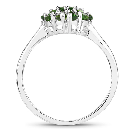 1.28 Carat Genuine Chrome Diopside .925 Sterling Silver Ring
