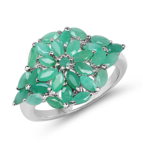 Emerald-1.99 Carat Genuine Emerald .925 Sterling Silver Ring
