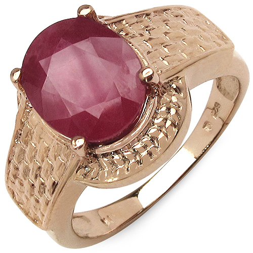 Ruby-14K Rose Gold Plated 3.47 Carat Genuine Glass Filled Ruby .925 Sterling Silver Ring