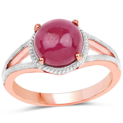 Ruby-14K Rose Gold Plated 5.05 Carat Glass Filled Ruby .925 Sterling Silver Ring