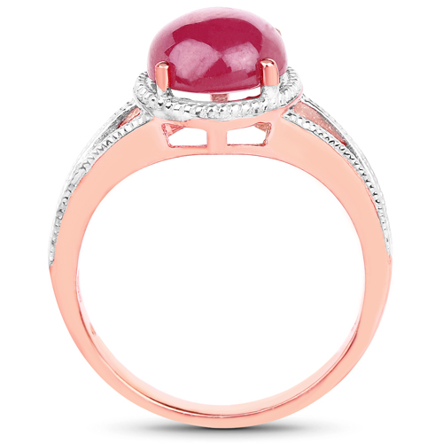 14K Rose Gold Plated 5.05 Carat Glass Filled Ruby .925 Sterling Silver Ring