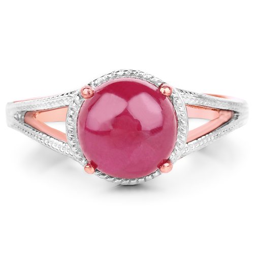 14K Rose Gold Plated 5.05 Carat Glass Filled Ruby .925 Sterling Silver Ring