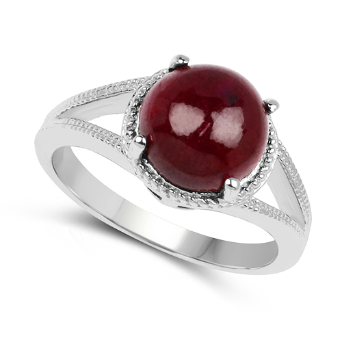 5.05 Carat Genuine Glass Filled Ruby .925 Sterling Silver Ring