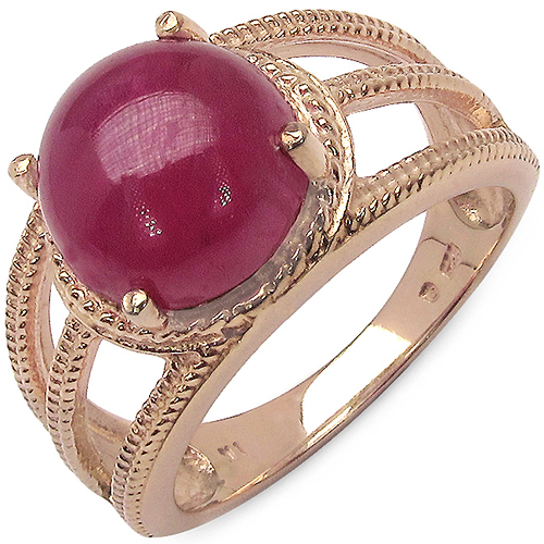 Ruby-14K Rose Gold Plated 6.55 Carat Genuine Glass Filled Ruby .925 Sterling Silver Ring