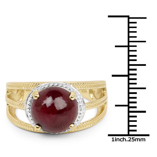 14K Yellow Gold Plated 5.48 Carat Genuine Ruby .925 Sterling Silver Ring