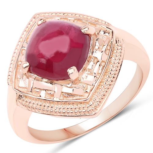Ruby-14K Rose Gold Plated 3.15 Carat Genuine Glass Filled Ruby .925 Sterling Silver Ring