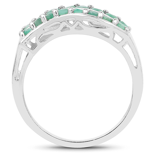 0.80 Carat Genuine Emerald .925 Sterling Silver Ring