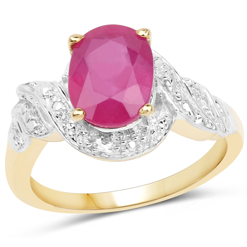 Ruby-2.30 Carat Glass Filled Ruby .925 Sterling Silver Ring
