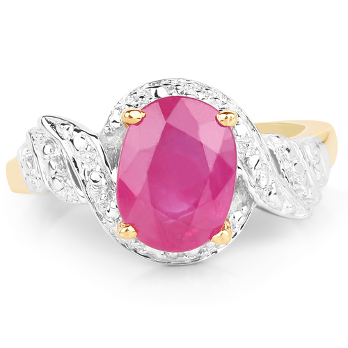 2.30 Carat Glass Filled Ruby .925 Sterling Silver Ring