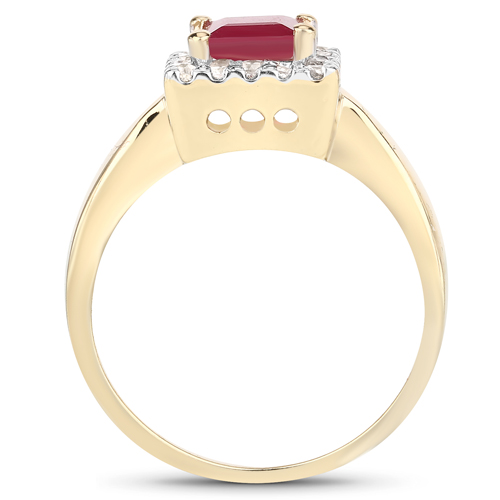 1.26 Carat Glass Filled Ruby and White Topaz .925 Sterling Silver Ring