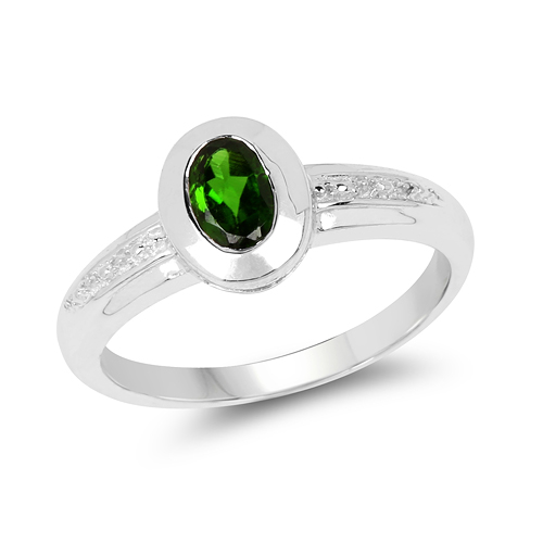 Rings-0.44 Carat Genuine Chrome Diopside .925 Sterling Silver Ring