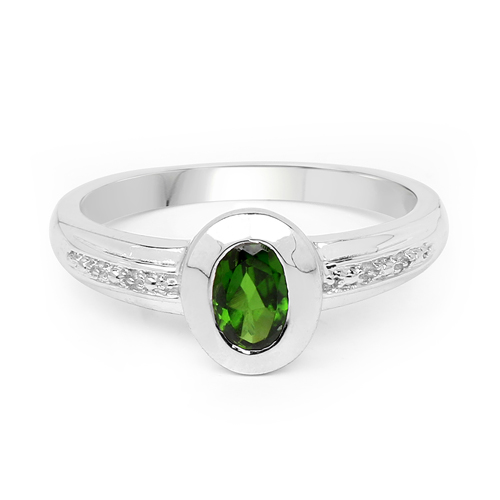 0.44 Carat Genuine Chrome Diopside .925 Sterling Silver Ring
