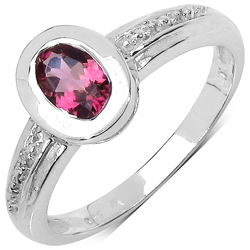 Rings-0.56 Carat Genuine Pink Tourmaline .925 Sterling Silver Ring