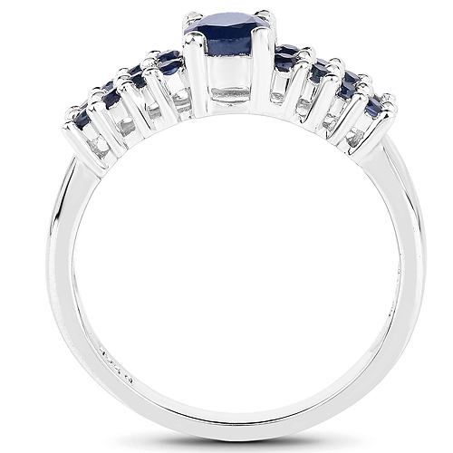 1.21 Carat Genuine Blue Sapphire .925 Sterling Silver Ring