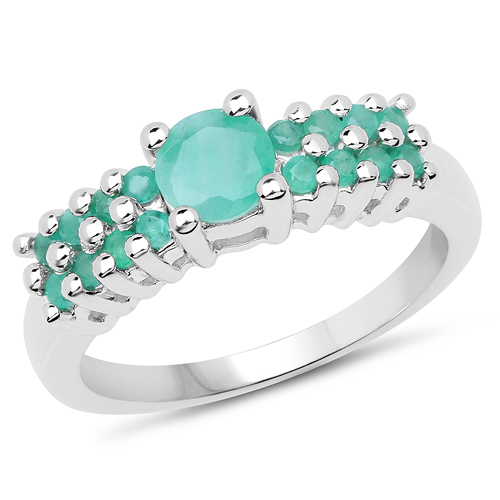 Emerald-0.88 Carat Genuine Emerald Sterling Silver Ring