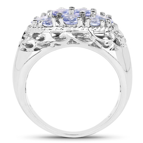 1.78 Carat Genuine Tanzanite .925 Sterling Silver Ring