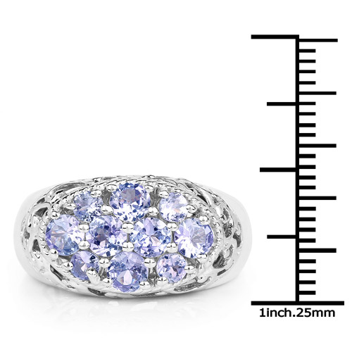1.78 Carat Genuine Tanzanite .925 Sterling Silver Ring