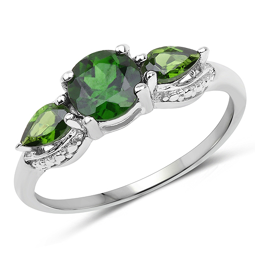 Rings-1.23 Carat Genuine Chrome Diopside .925 Sterling Silver Ring