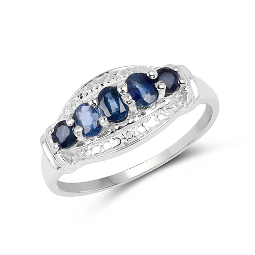 Sapphire-0.93 Carat Genuine Blue Sapphire .925 Sterling Silver Ring