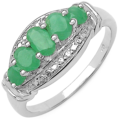 Emerald-0.76 Carat Genuine Emerald .925 Sterling Silver Ring