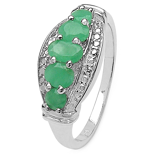 0.76 Carat Genuine Emerald .925 Sterling Silver Ring