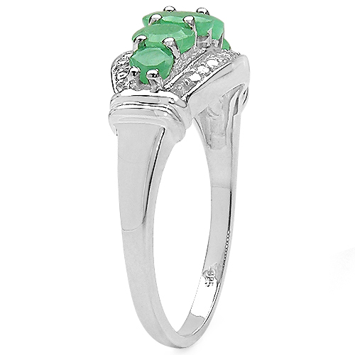 0.76 Carat Genuine Emerald .925 Sterling Silver Ring